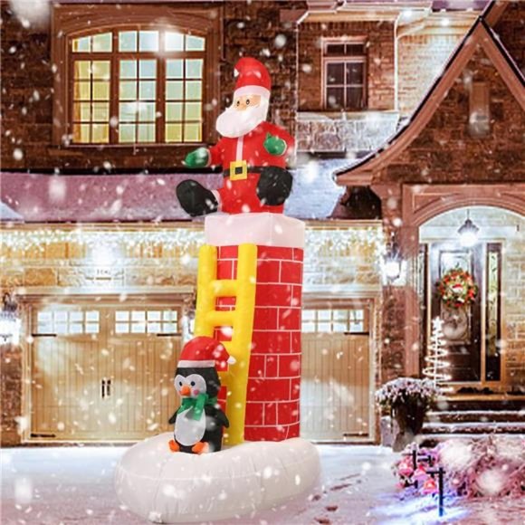 Christmas Santa Chimney Inflatable, 6 FT Blow Up Santa with LED Lights - Picture 2 of 6